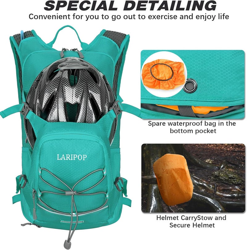 LARIPOP Hydration Backpack, 18L Hiking Backpack with 2L Water Bladder, Lightweight Water Pack for Cycling, Hiking, Biking - Image 3